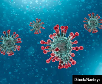 Microscopic view of Coronavirus.